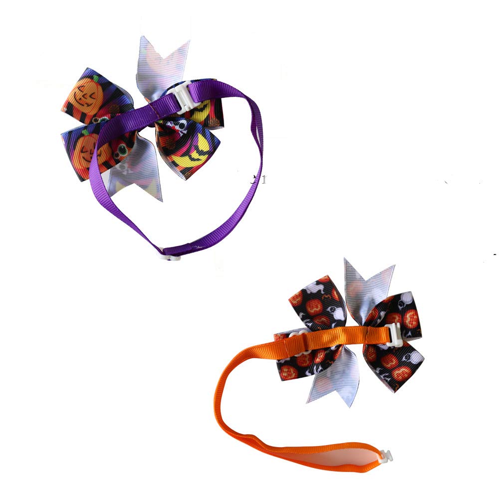 Halloween Dog Bow Ties 3.2' Bow Skull Pumpkin Pet Ties Dog Ties Collar Fit For Small And Middle Size Pet (Halloween Pinwheel)