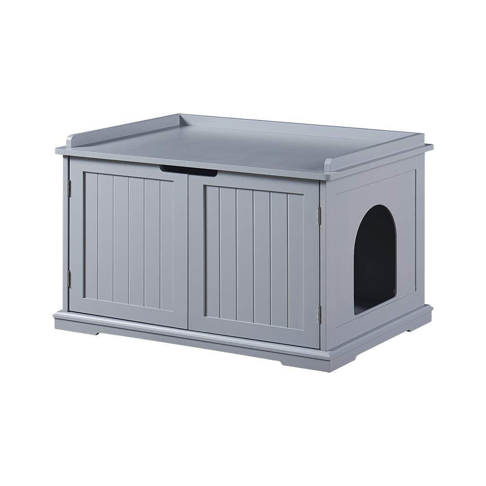 Unipaws Cat Litter Box Enclosure Furniture, Cat Washroom, Hidden Litter Box Cover, Cabinet For Large Cat, Dog Proof Cat Litter Boxes, Hideaway Litter Box, Cat House, Grey