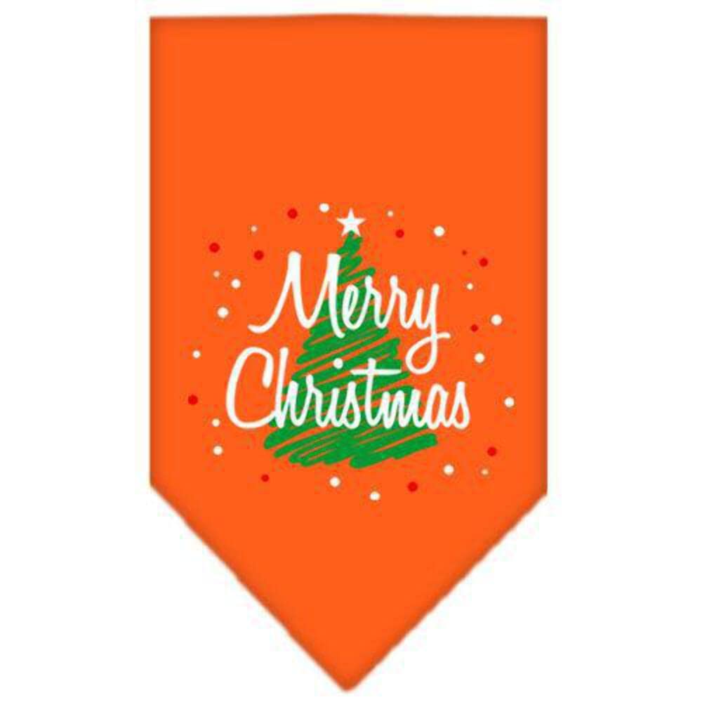 Mirage Pet Products Scribble Merry Christmas Screen Print Bandana for Pets, Small, Orange