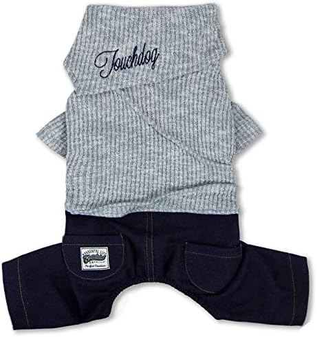 Touchdog Vogue Neckwrap Sweater And Denim Pant Outfit Xlarge/Grey