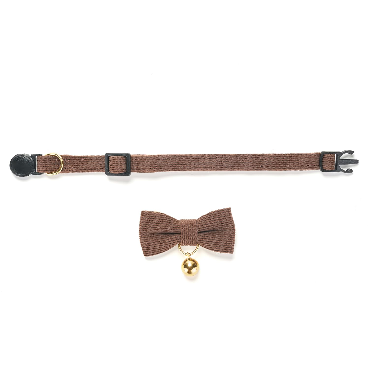 Petiry Soft Corduroy Cat Collar, Plaid Pattern, With Bell And Bowtie, Safety Breakaway Clasp, Adjustable For Kitten And Cats Bro