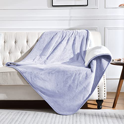 Yaning Waterproof Blanket For Bed Couch Sofa, Soft Liquid Pee Proof Pet Blanket For Dog Puppy Cat, Reversible Sherpa Fleece Furniture Protector (Lilac, 50X60 Inches)