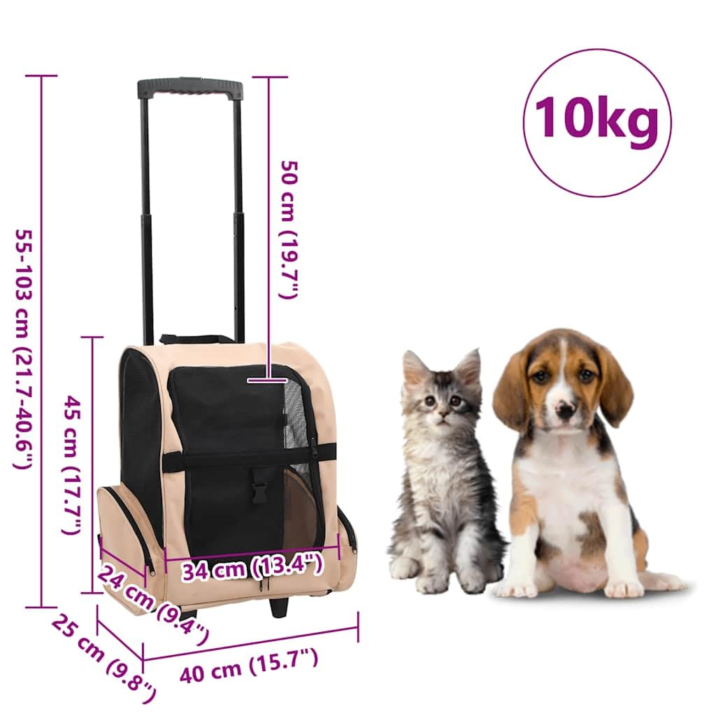 vidaXL Foldable Multipurpose Pet Trolley Beige, 170192