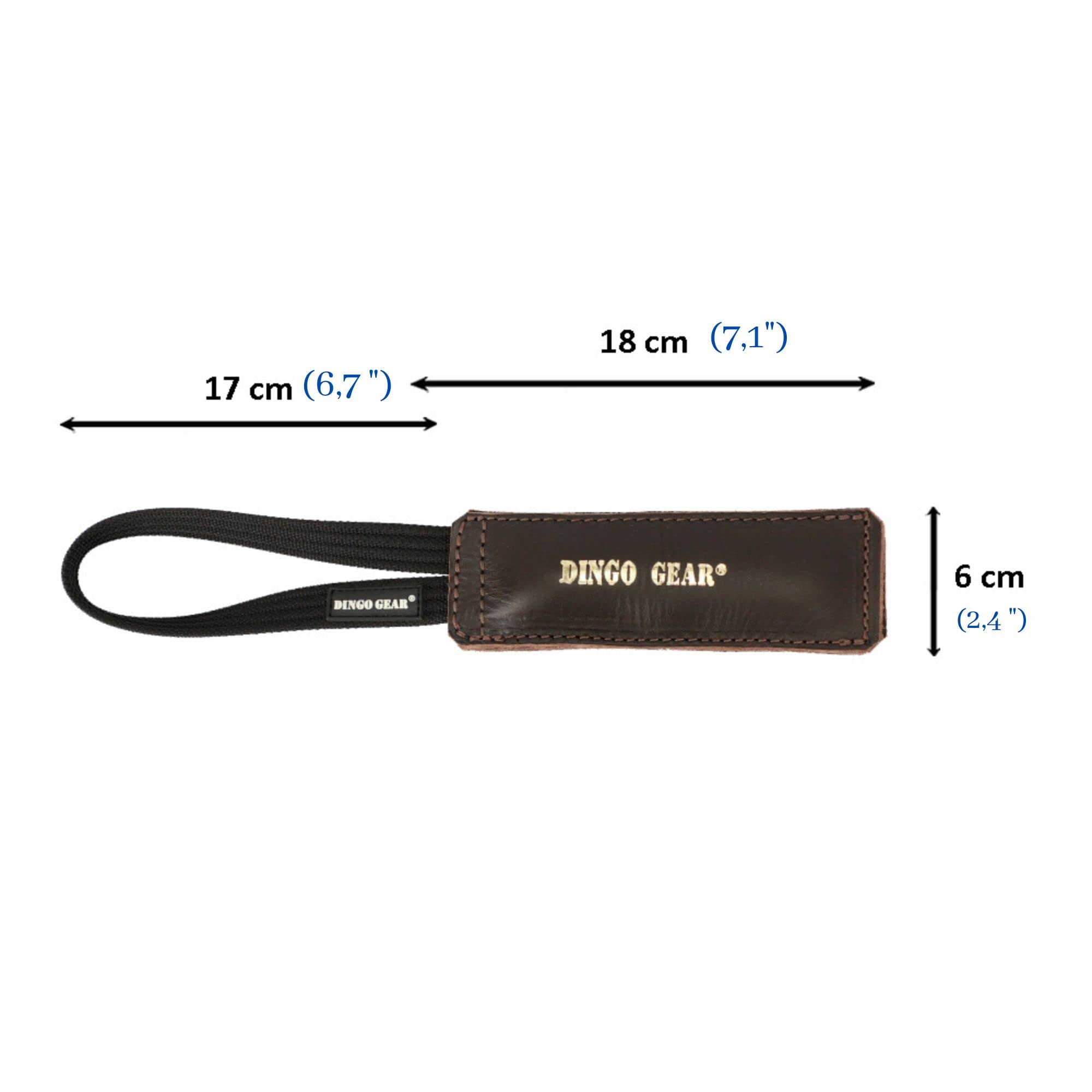 Dingo Gear Dog Bite Tug Handmade of Brown Grain Leather Strong, Chocolate, 0.1 kg