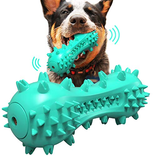 HANAMYA Bone-Shaped Toothbrush Dog Chew Toy, Squeaky | Water Floating, Blue