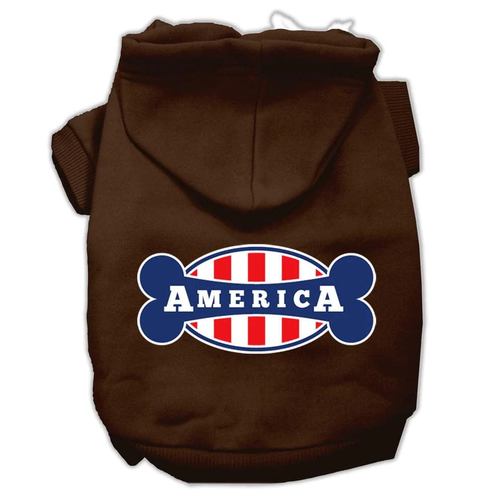 Pet, Dog & Cat Hoodie Screen Printed, 'Bonely In America' Cream Xl (14-20 Lbs.)