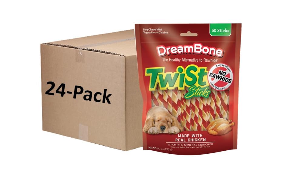 DreamBone Dbtt-02844 1200 Count Chicken Twist Sticks, One Size, 50 Count (Pack of 24)