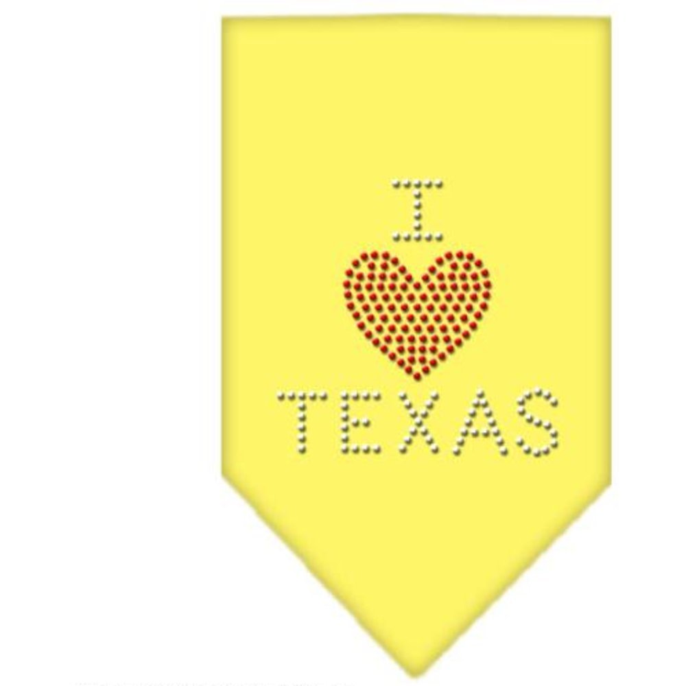 Mirage Pet Products I Heart Texas Rhinestone Bandana, Small, Yellow
