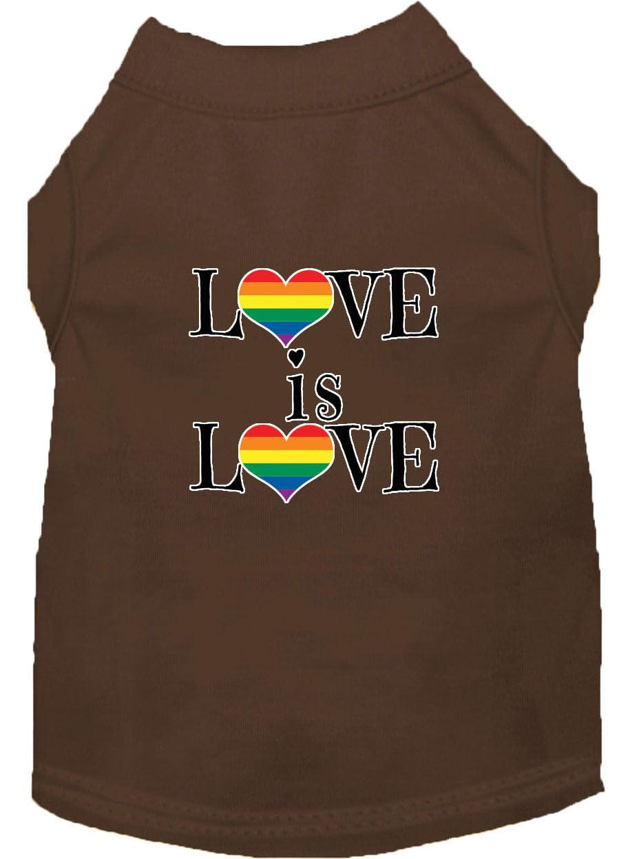Pet Dog & Cat Shirt Screen Printed, &quot;Love Is Love&quot; Brown 2XL (20-25 lbs.)
