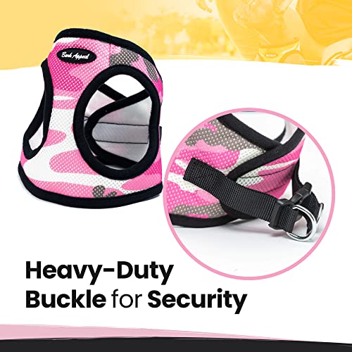 Bark Appeal Step-In Dog Harness, Mesh Step In Dog Vest Harness For Small & Medium Dogs, Non-Choking With Adjustable Heavy-Duty Buckle For Safe, Secure Fit - (Xs, Pink Camouflage)