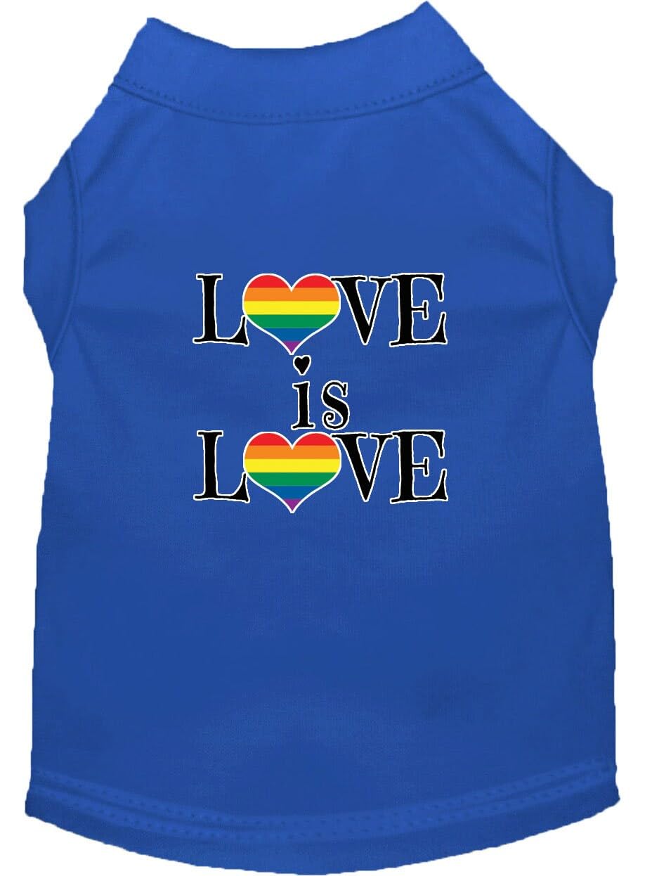 Pet Dog & Cat Shirt Screen Printed, &quot;Love Is Love&quot; Blue XL (14-20 lbs.)