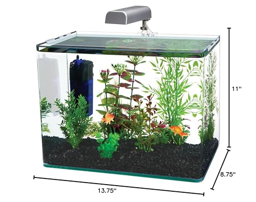 PENN-PLAX Water-World Radius Desktop Nano Aquarium Kit - Come with LED Light, Internal Filter, and Mat - Perfect for Shrimp and
