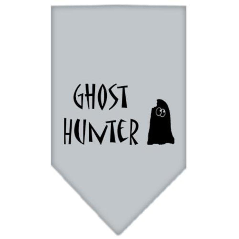 Halloween Pet and Dog Bandana Screen Printed, &quot;Ghost Hunter&quot; Grey Large