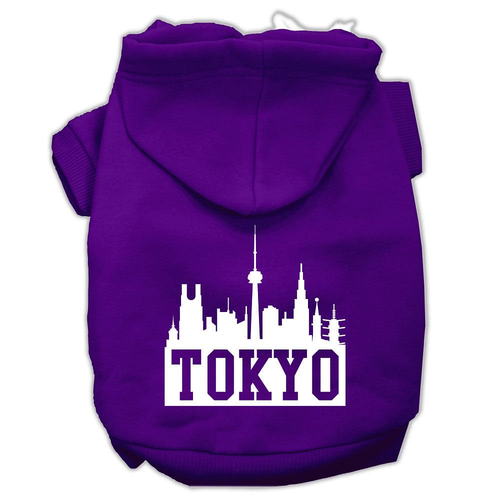 Pet Dog & Cat Hoodie Screen Printed, &quot;Tokyo Skyline&quot; Purple 3XL (25-35 lbs.)