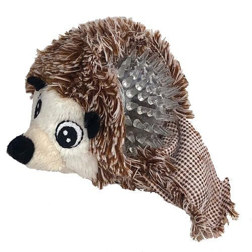 Pet Lou Ez Squeaky Ball Twin Pack, Hedgehog And Sloth, 4-Inches Diameter, Brown, Plush, Pet Toys And Supplies
