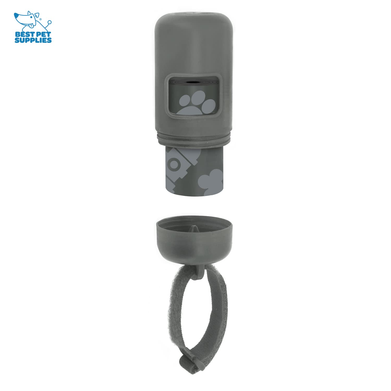 Best Pet Supplies Dog Poop Bag Holder Leash Attachment With 30 Bags, Reusable Dispenser For Travel, Walking, Park, And Outdoor Use, Durable With Clip-On - Gray, Pack Of 2