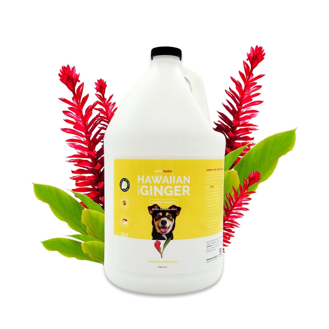 Bark2Basics Hawaiian White Ginger Dog Shampoo, 1 Gallon - Unique Herbal Blend, Natural Ingredients, Hawaiian White Ginger Scente