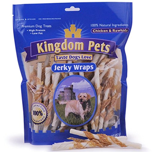 Kingdom Pets Filler Free Chicken Jerky & Rawhide Wraps, Premium Treats for Dogs (16 oz.)