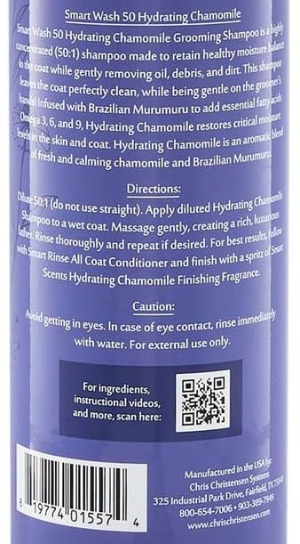 Chris Christensen Smartwash50 Hydrating Blend Ultra Concentrated Dog Shampoo, Makes Up to 50 Bottles, Groom Like A Professional,