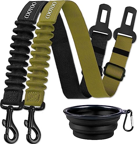 Cooyoo Dog Seat Belt,3 Piece Set Retractable Dog Car Seatbelts Adjustable Pet Seat Belt For Vehicle Nylon Pet Safety Seat Belts 