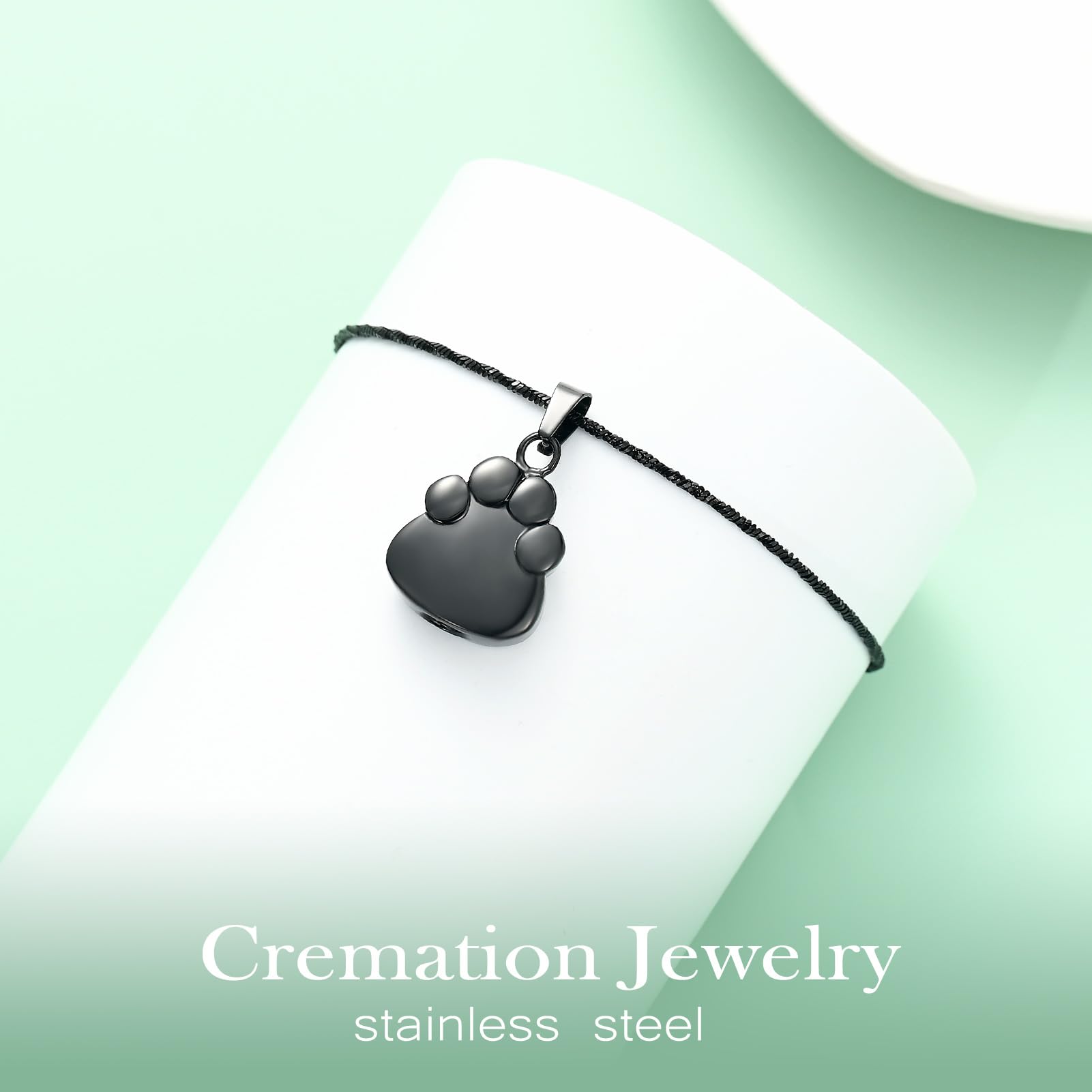 Yinplsmemory Paw Print Urn Necklace for Ashes for Pet Cremation Jewelry for Dog/Cat Ashes Keepsake Necklace Memorial Ash Holder