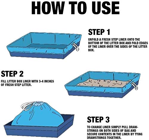 Fresh Step Drawstring Cat Litter Box Liners, Scented, Jumbo Size, 3' X 19' - 7 Count | Kitty Litter Bags, Cat Litter Liners For All Cats To Keep Your Home Clean