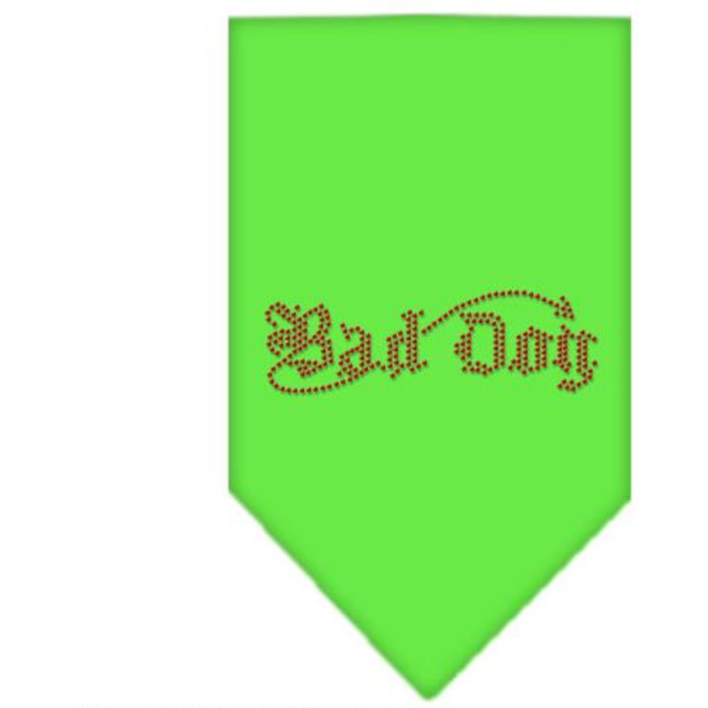Pet and Dog Bandana Rhinestone, &quot;Bad Dog&quot; Lime Green Small