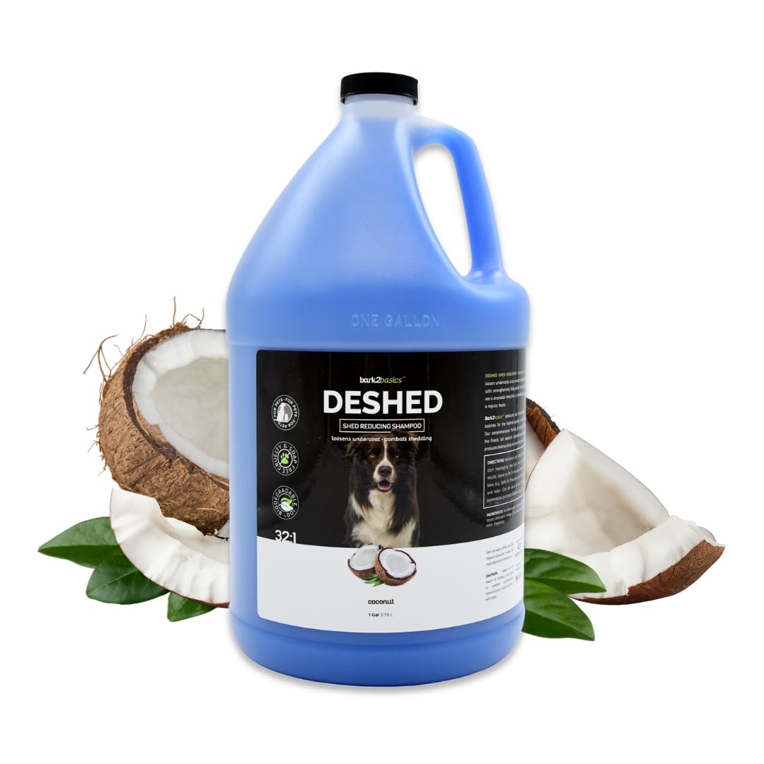 Bark2Basics Deshedding Dog Shampoo, 1 Gallon - Combats And Reduces Shedding, Removes Undercoat, Fights Excessive Hair Shed, Omeg