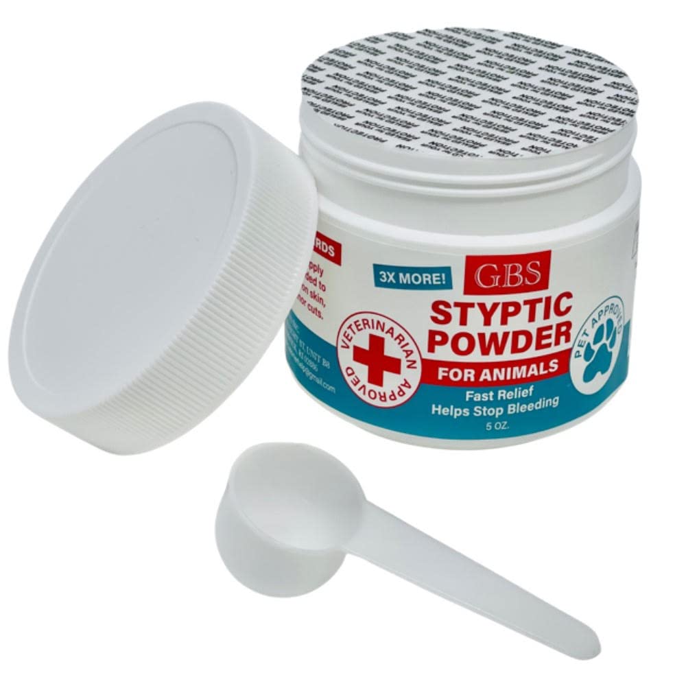 G.B.S 5 oz Styptic Powder for Dogs, Cats & Birds - Quick Blood Clotting for Nail Clipping, Minor Cuts, Tail Docking & Wing Clipp