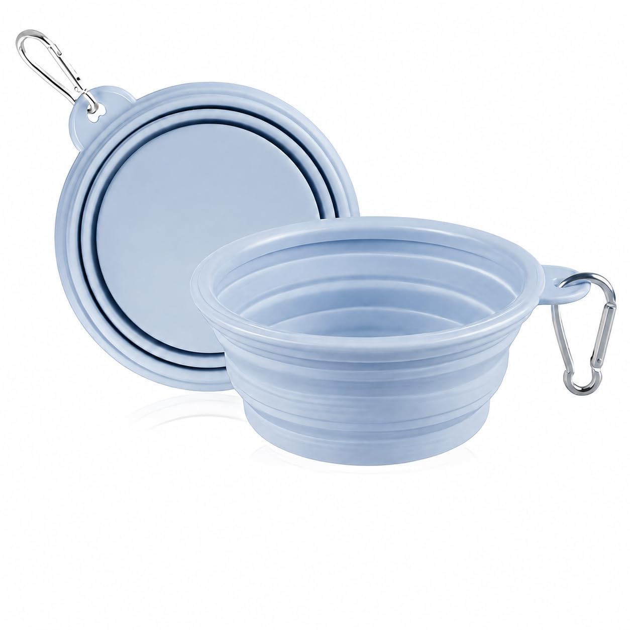 Venja Foldable Pet Feeding Bowl For Dogs & Cats, Portable Silicone Travel Water Dish With Clip Hook, Dishwasher Safe Outdoor Bow