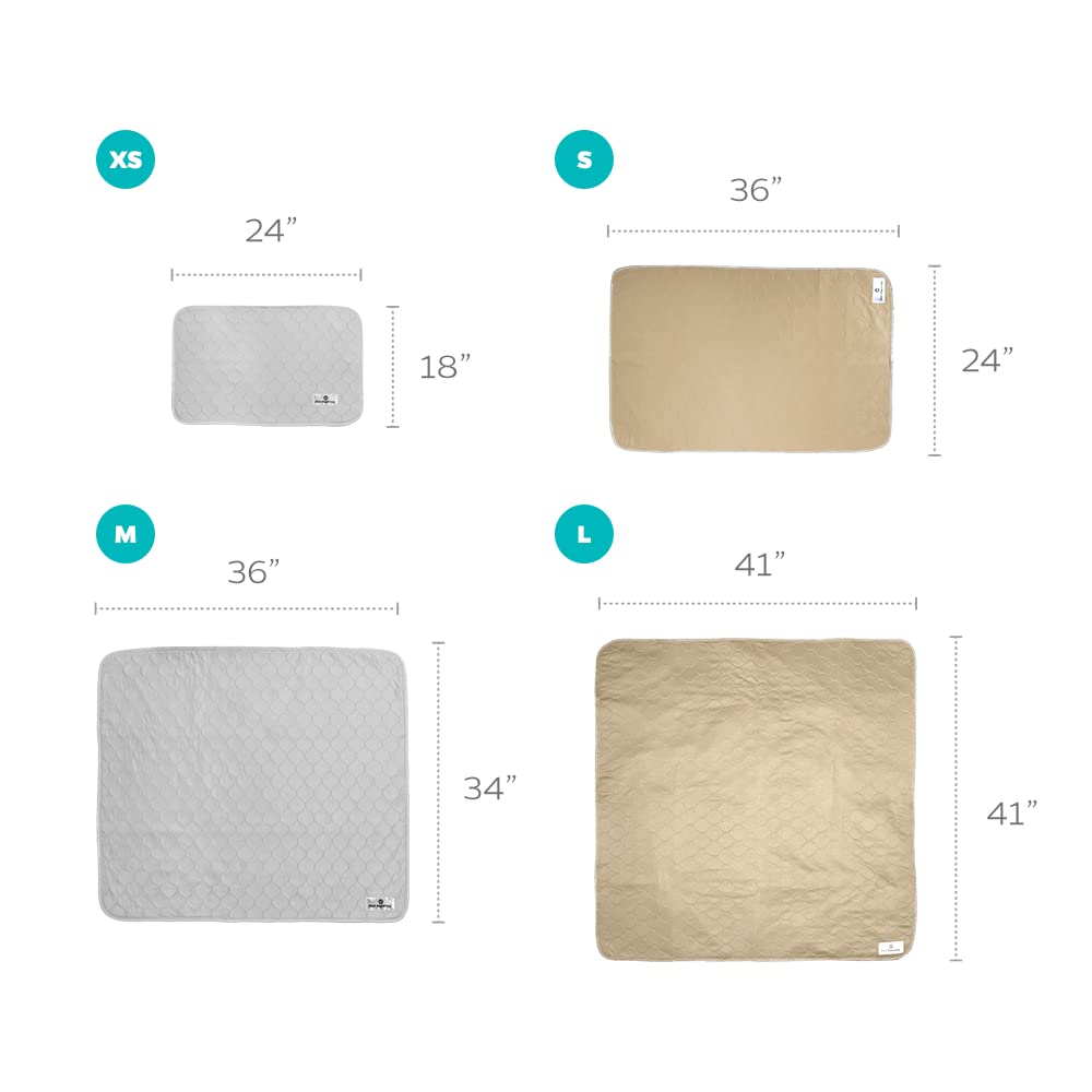 Pet Parents® Pawtect® Pads Washable Pee Pads For Dogs (2Pack) Of Premium Dog Pee Pads, Waterproof Puppy Pads & Reusable Dog Pads, Whelping Pads & Modern Pee Pads For Dogs (Tan/Grey, 34X36)