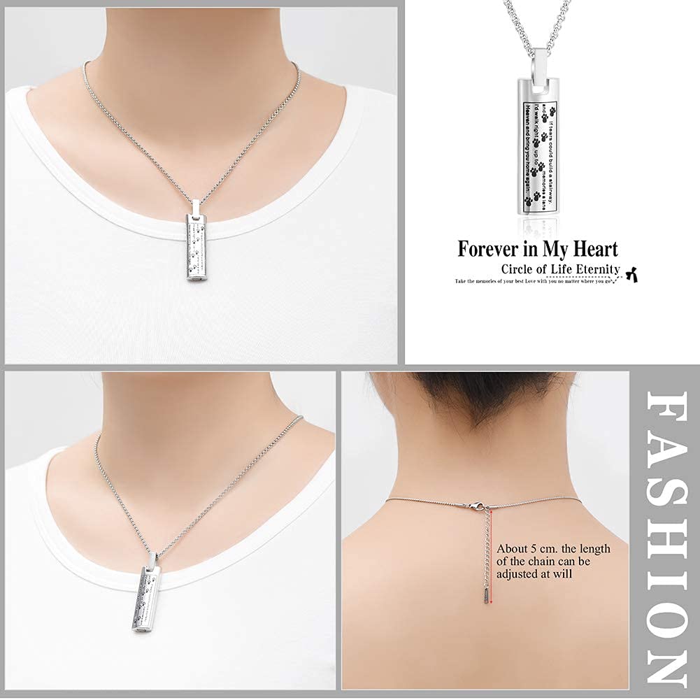 Hearbeingt Cremation Jewelry Urn Necklace For Ashes, Pet Paw Print Memorial Pendant For Dog Cat Ashes Keepsake Locket For Men For Women