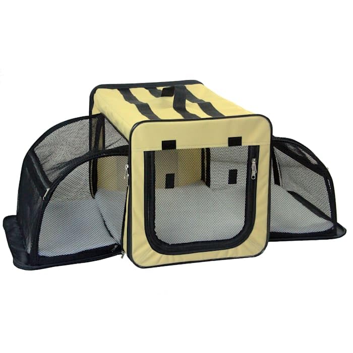 Pet Life A Capacious Dual-Expandable Wire Folding Lightweight Collapsible Travel Pet Dog Crate