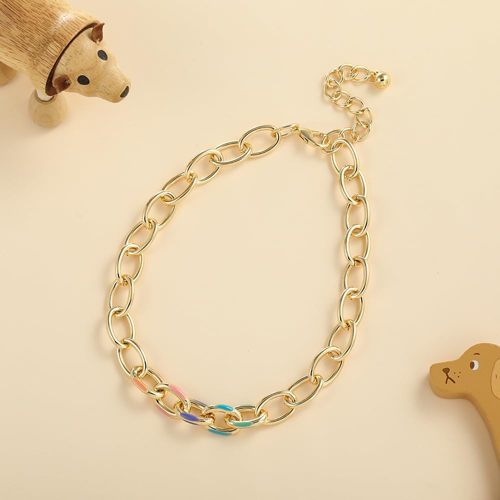Madison Tyler Dog Gold Chains Necklace | Adjustable Cuban Link Durable Dog Necklace | Cute Fashion Pet Collar | Light Metal Jewe