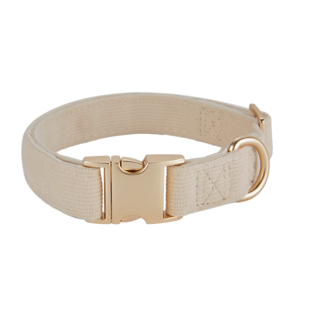 YUDOTE Soft Cotton Dog Collar with Metal Buckle Adjustable Heavy Duty Comfy Corduroy Collars for Small Medium Large Dogs,White,L
