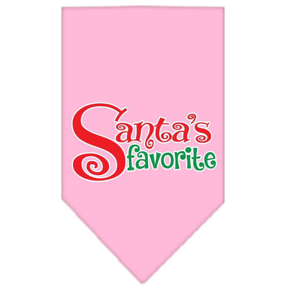 Christmas Pet and Dog Bandana Screen Printed, "Santa's Favorite" Light Pink Small