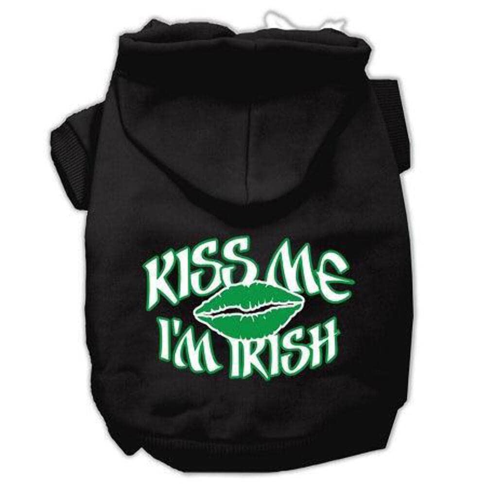 Pet Dog & Cat Hoodie Screen Printed, Kiss Me I'm Irish Light Pink LG (10-14 lbs.)