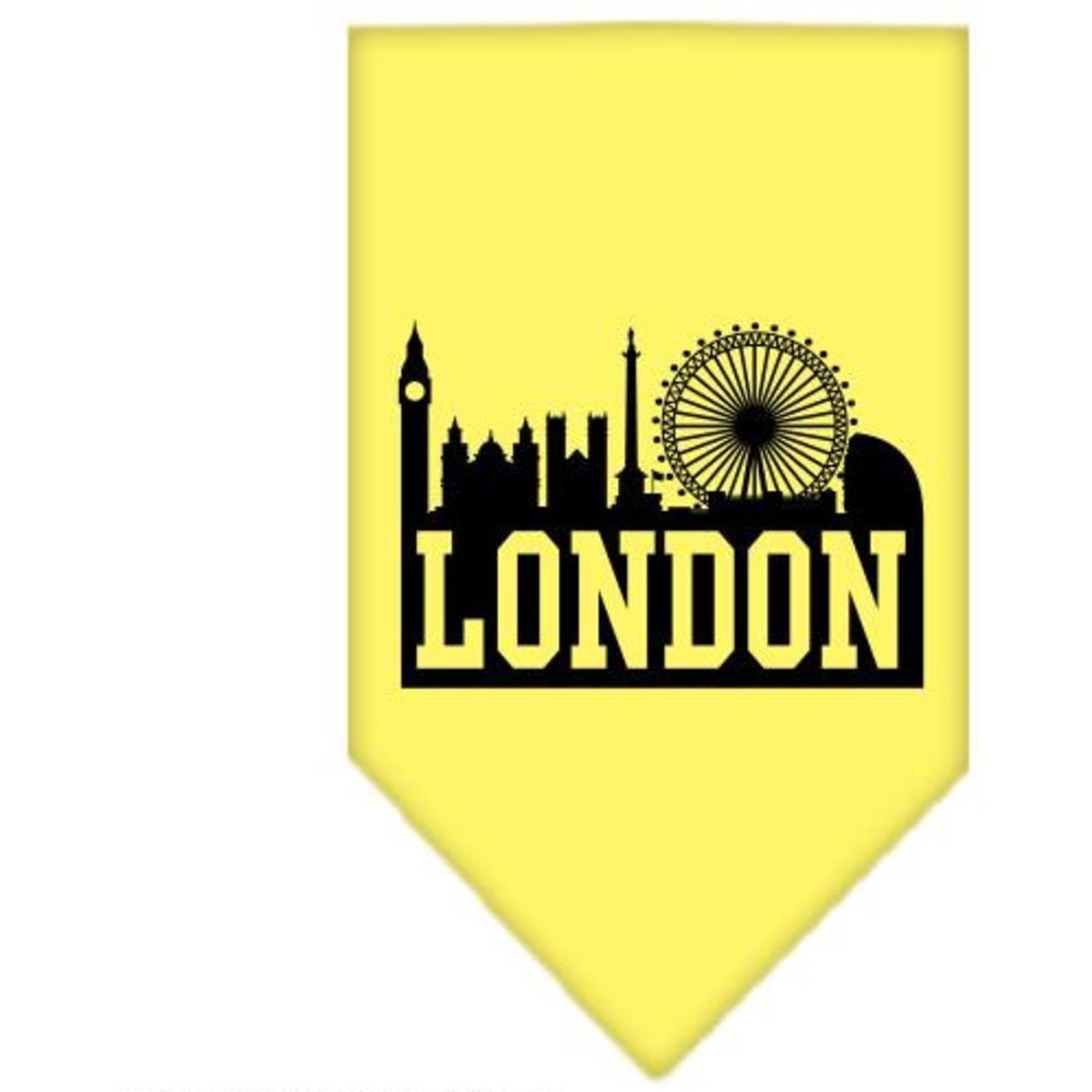 Pet and Dog Bandana Screen Printed, &quot;London Skyline&quot; Yellow Small