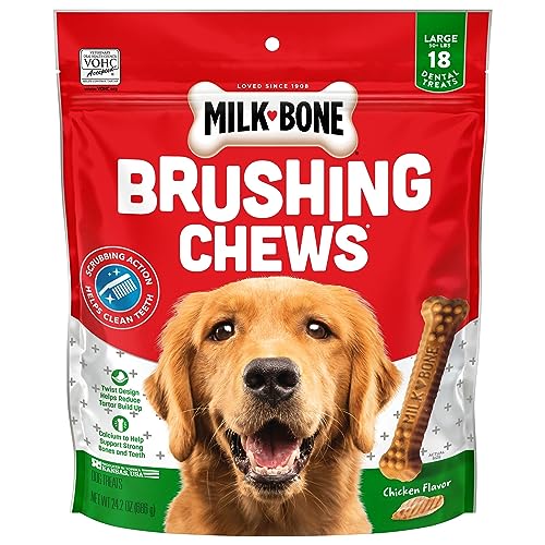 Milk-Bone Original Brushing Chews 18 Large Daily Dental Dog Treats Scrubbing Action Helps Clean Teeth