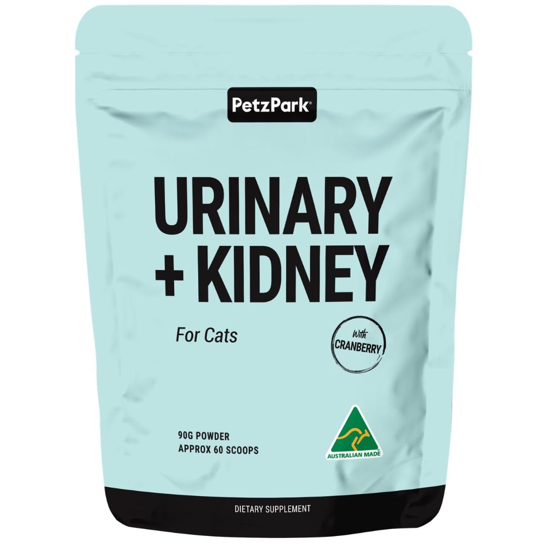 Petz Park Urinary + Kidney Support for Cats 60 Scoops, Cat Urinary Supplement, Tract Support Powder, Cat Food Topper for Wet or 