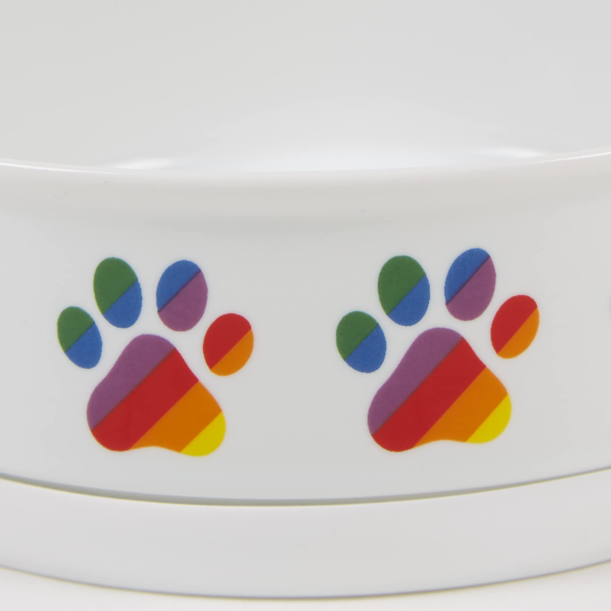 DII Pet Bowl Rainbow Paw, Large 7.5Dx2.4H (Set of 2)