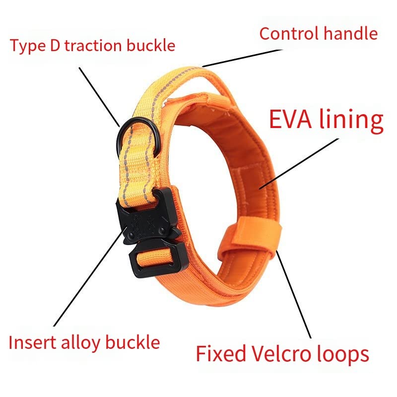 Buyter Reflective Nylon Tactical Dog Collar Military Adjustable Durable For Large German Shepherd Outdoor Working Training Walki