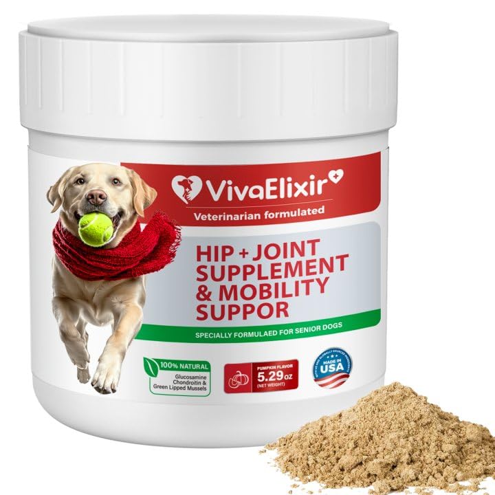 Dog Hip and Joint Supplement with Green-Lipped Mussels, Dog Pain Relief - Glucosamine, Chondroitin, Vitamin E, Omega 3 - Treats 
