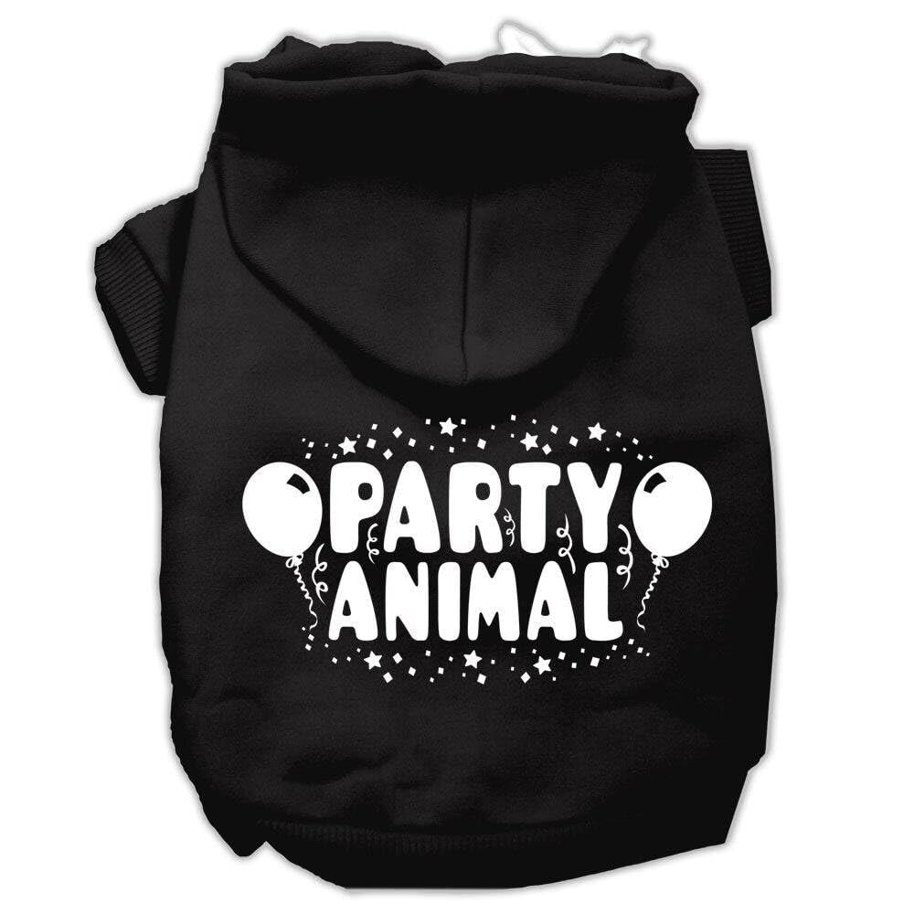 Pet Dog & Cat Hoodie Screen Printed, 'Party Animal' Black Sm (3-6 Lbs.)
