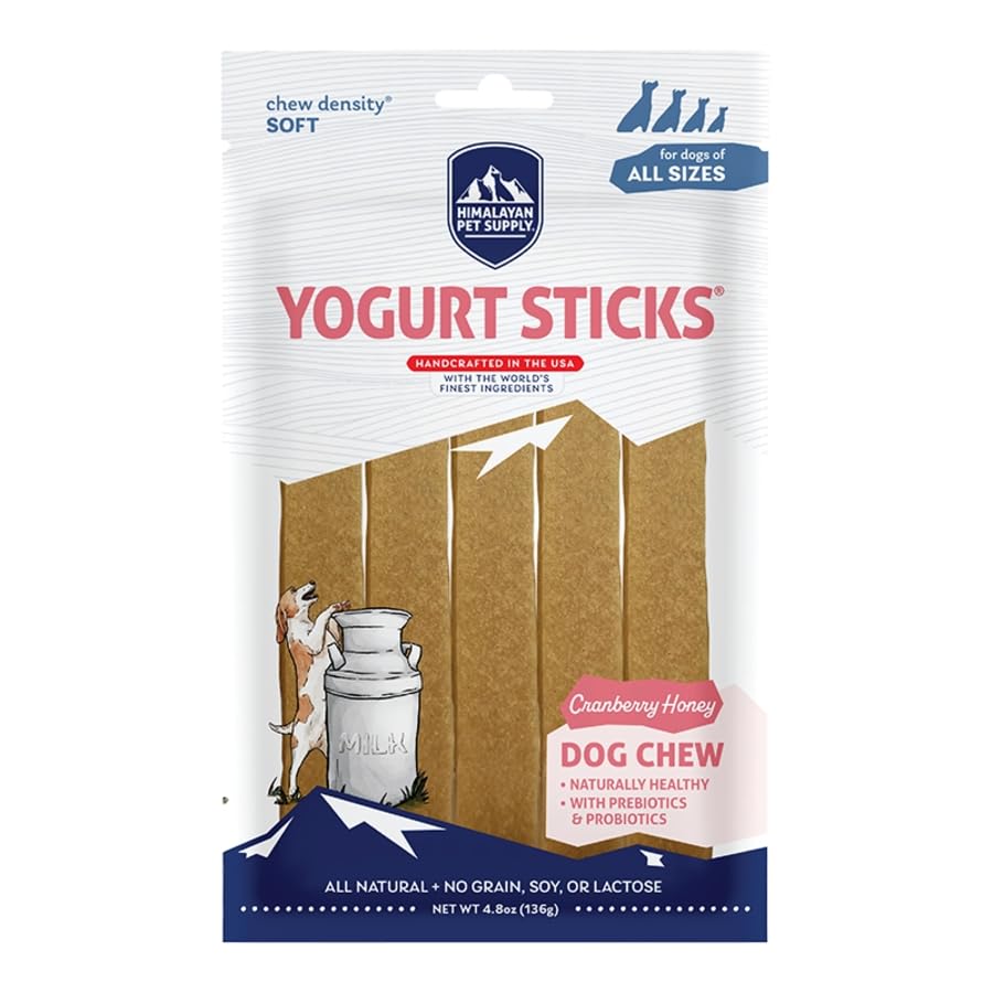 Himalayan Pet Supply Yogurt Sticks Dog Treats in 3 Flavors with Honey: 1 Strawberry, 1 Cranberry & 1 Apple Flavor (3 Bags Total,