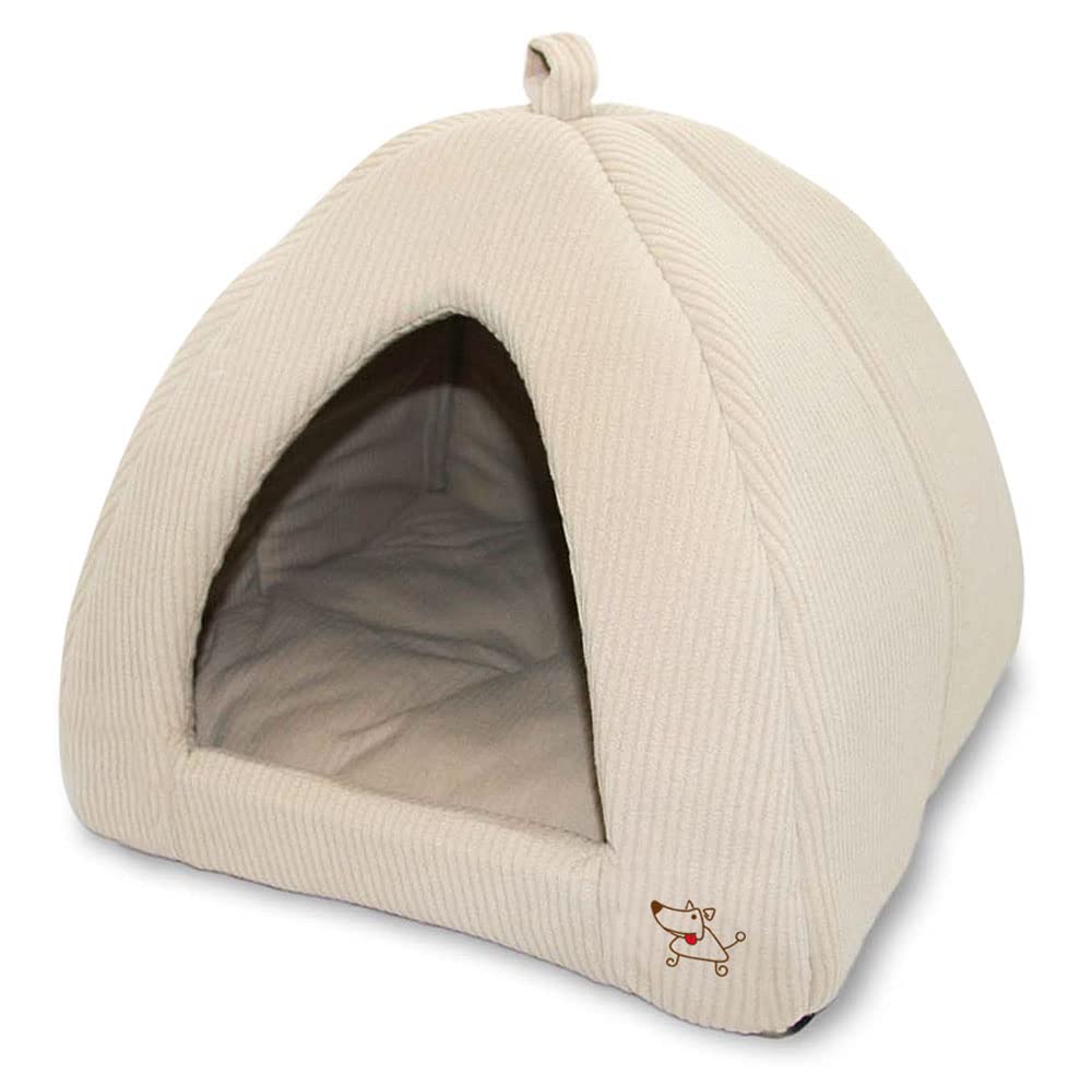 Pet Tent-Soft Bed for Dog and Cat by Best Pet Supplies - Beige Corduroy, 19 x 19 x H:19
