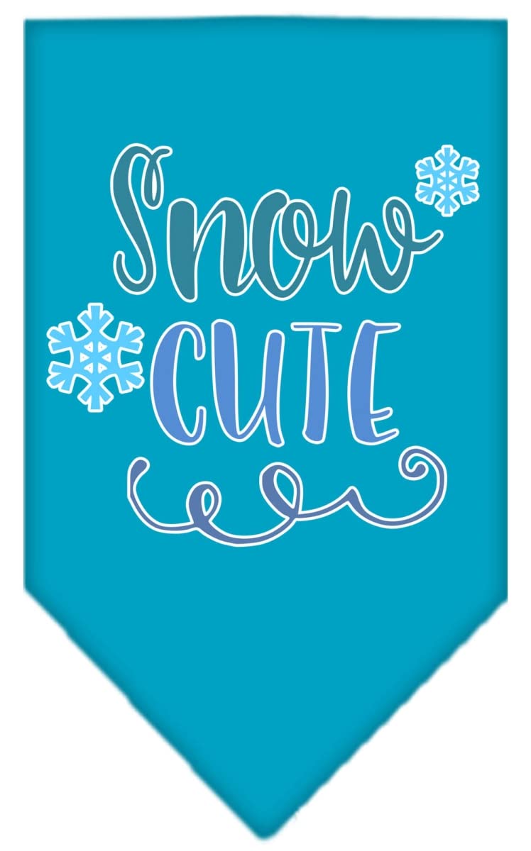Christmas Pet and Dog Bandana Screen Printed, &quot;Snow Cute&quot; Turquoise Large