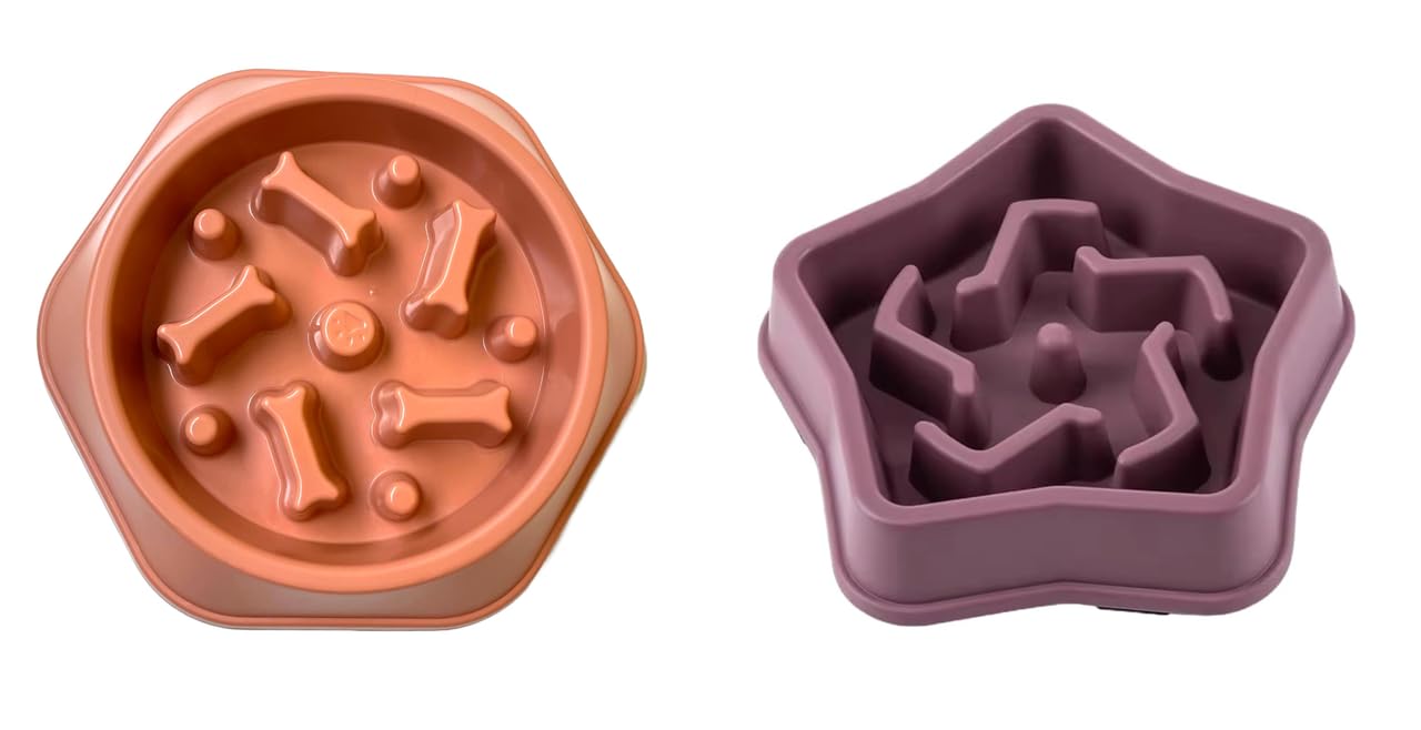 Urban Pet Gallery Pet Bowl, Feeding Bowl, Slow Eating Bowl For Dogs And Cats, (Creamy Peach) And Pet Feeding Bowls For Dogs And 