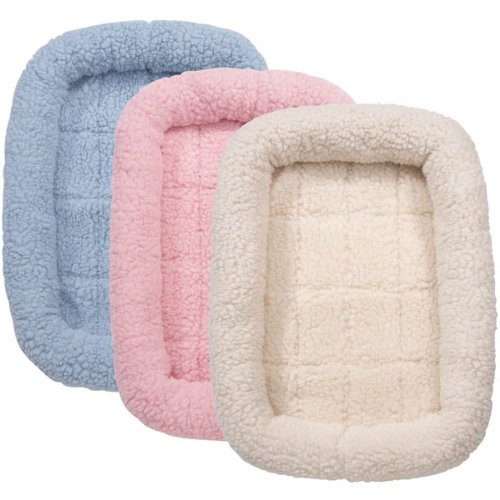 Slumber Pet Sherpa Crate Beds - Comfortable Bumper-Style Beds For Dogs And Cats, Medium, Natural Beige, 20.5' L X 13.5' W X 6.