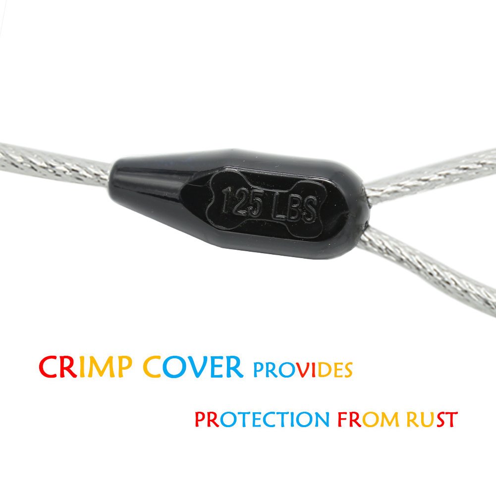 Petest 30Ft Reflective Tie-Out Cable For Heavy Dogs Up To 125 Pounds